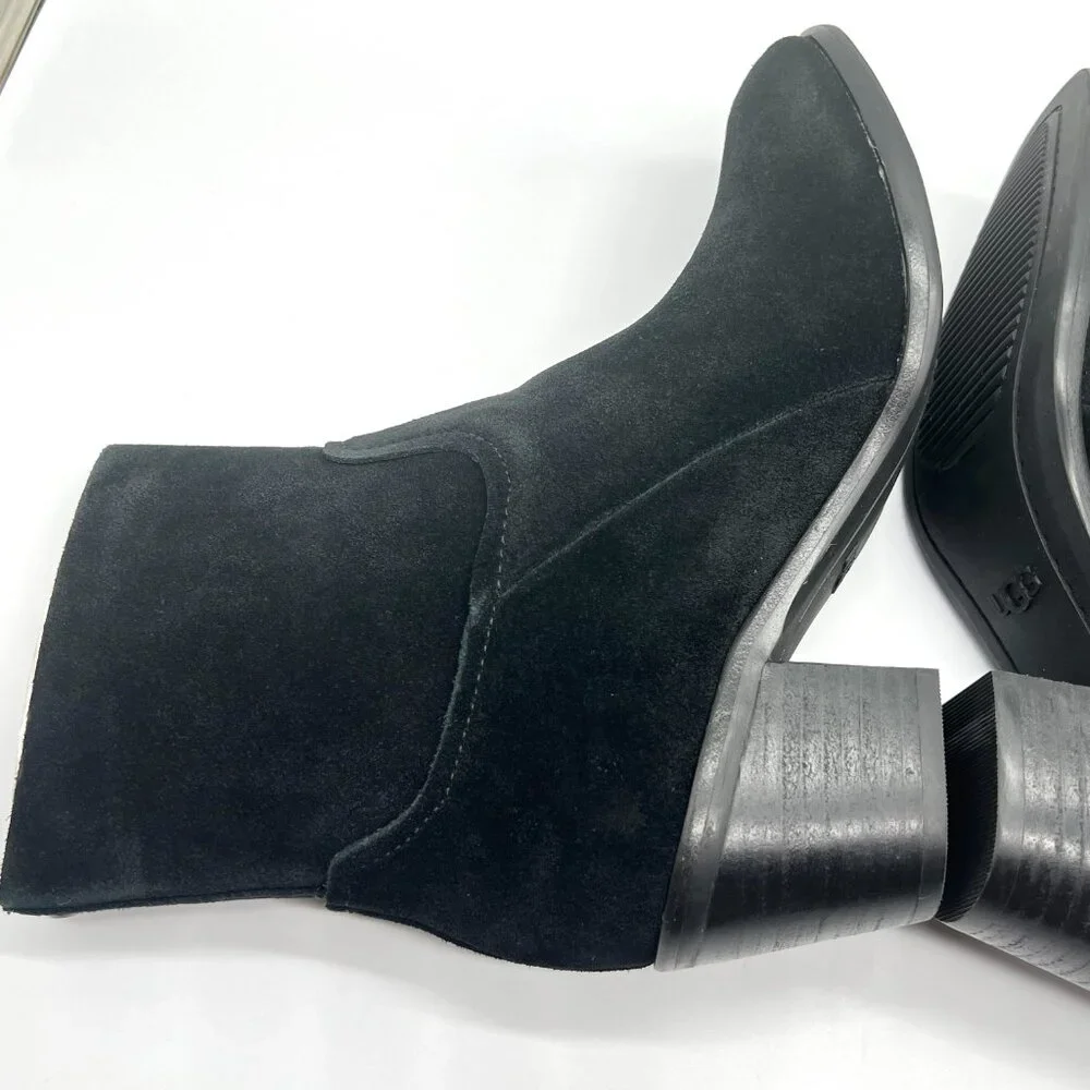 Ugg Womens Size‎ 6.5 6.5M Breeda Black Suede Leather Ankle Boots Shoes